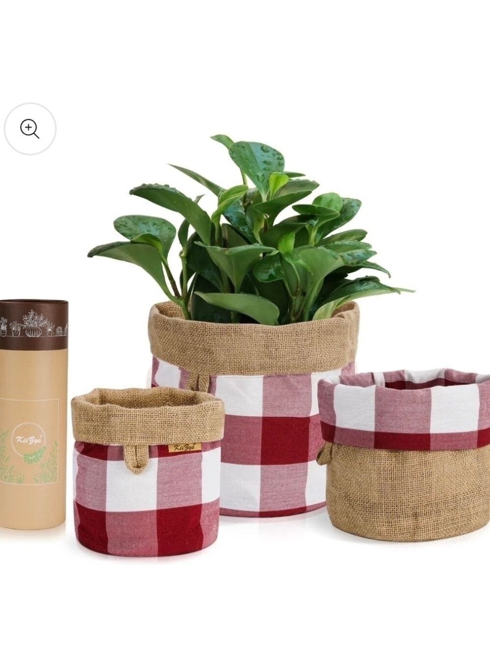 KiiZYs - 3 House Plant Pot Covers (5' 6' 8' Inch) - Red Reversible, Burlap, NWT